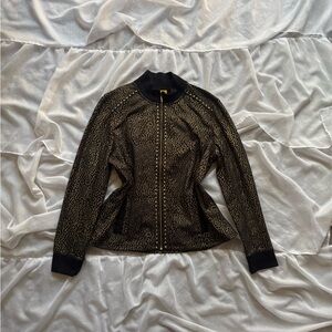 Ruby Rd. Leopard Print Bomber Jacket